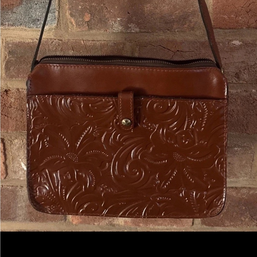 Brown Embossed Leather Crossbody Bag - Patrica Nash